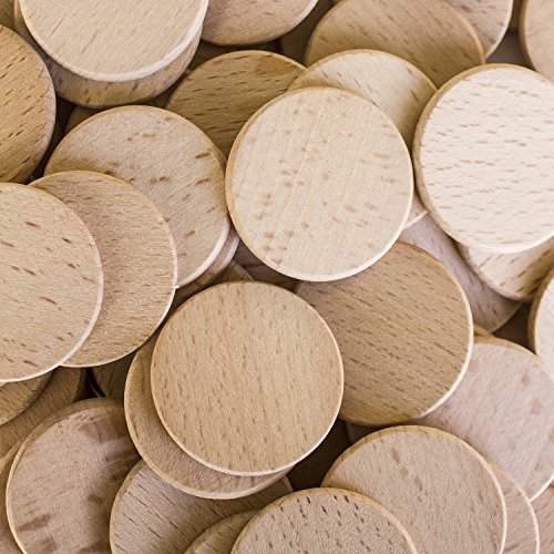Round Unfinished 1.5" Wood Cutout Circles Chips for Arts & Crafts Projects, Board Game Pieces, Ornaments (100 Pieces) Super Z Outlet