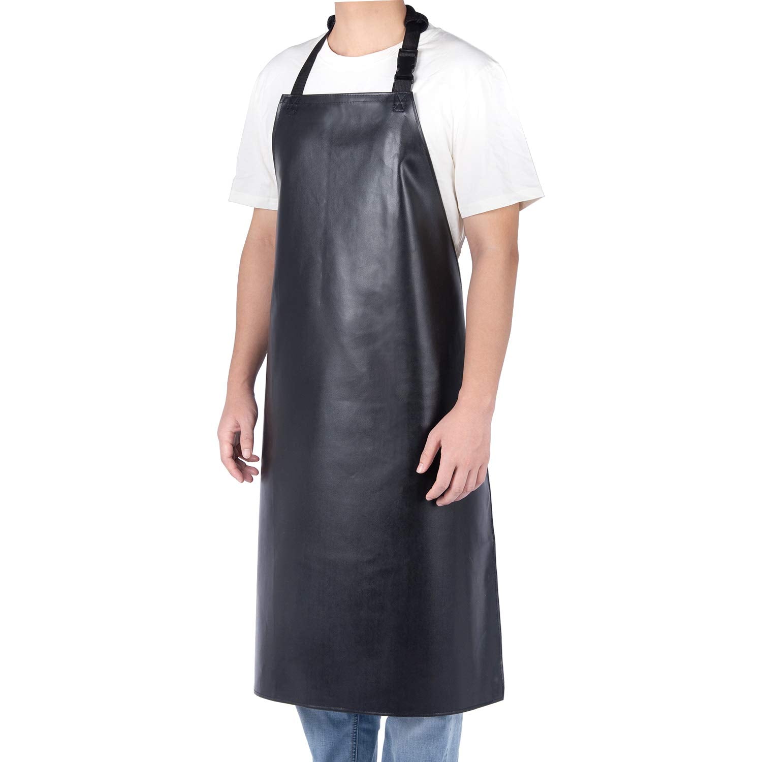 Homsolver Heavy Duty Vinyl Waterproof Apron for Unisex Adult, Ultra Lightweight, Industrial Apron, Black Homsolver
