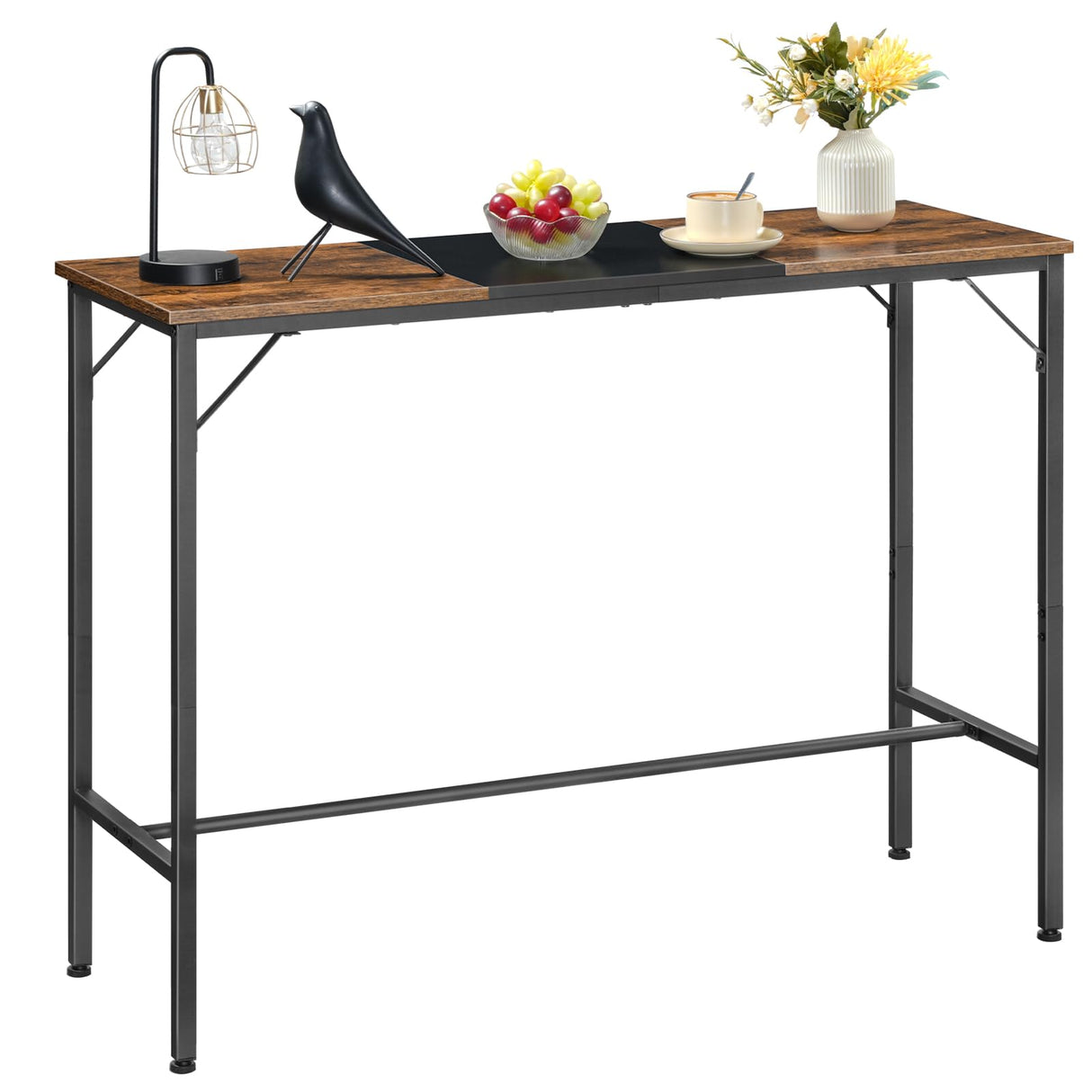 HOOBRO Bar Table, 47.1" Rectangular Pub Table, Tall Counter Height Pub Table, Long Bar Height Table for Small Space, Narrow High Top Table, Sturdy HOOBRO