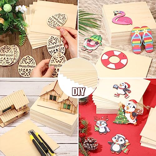 36 Pack Basswood Sheets Plywood Board 1/8 Inch Unfinished Wood Boards for Crafts for DIY Laser Projects Architectural Model Making Mini House Riakrum