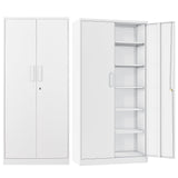 BYNSOE Metal Storage Cabinet with 5 Adjustable Shelves and Lock Metal Garage Cabinets with Locking Door, Steel Classic Storage Cabinet for Home, BYNSOE