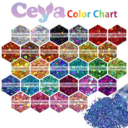 Ceya Holographic Chunky Glitter, 4.2oz/ 120g Purple Craft Glitter Powder Mixed Chunky & Fine Flakes Iridescent Nail Sequins for Nail Art, Hair, Epoxy
