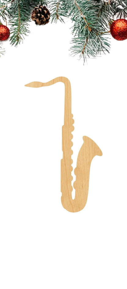 3 Pcs Saxophone Supply 3" Wooden Shape Ornaments Unique Unpainted Smooth Surface Unfinished Laser Cutout Wood Sheets Boards for Crafts 1/8 Inch Thick