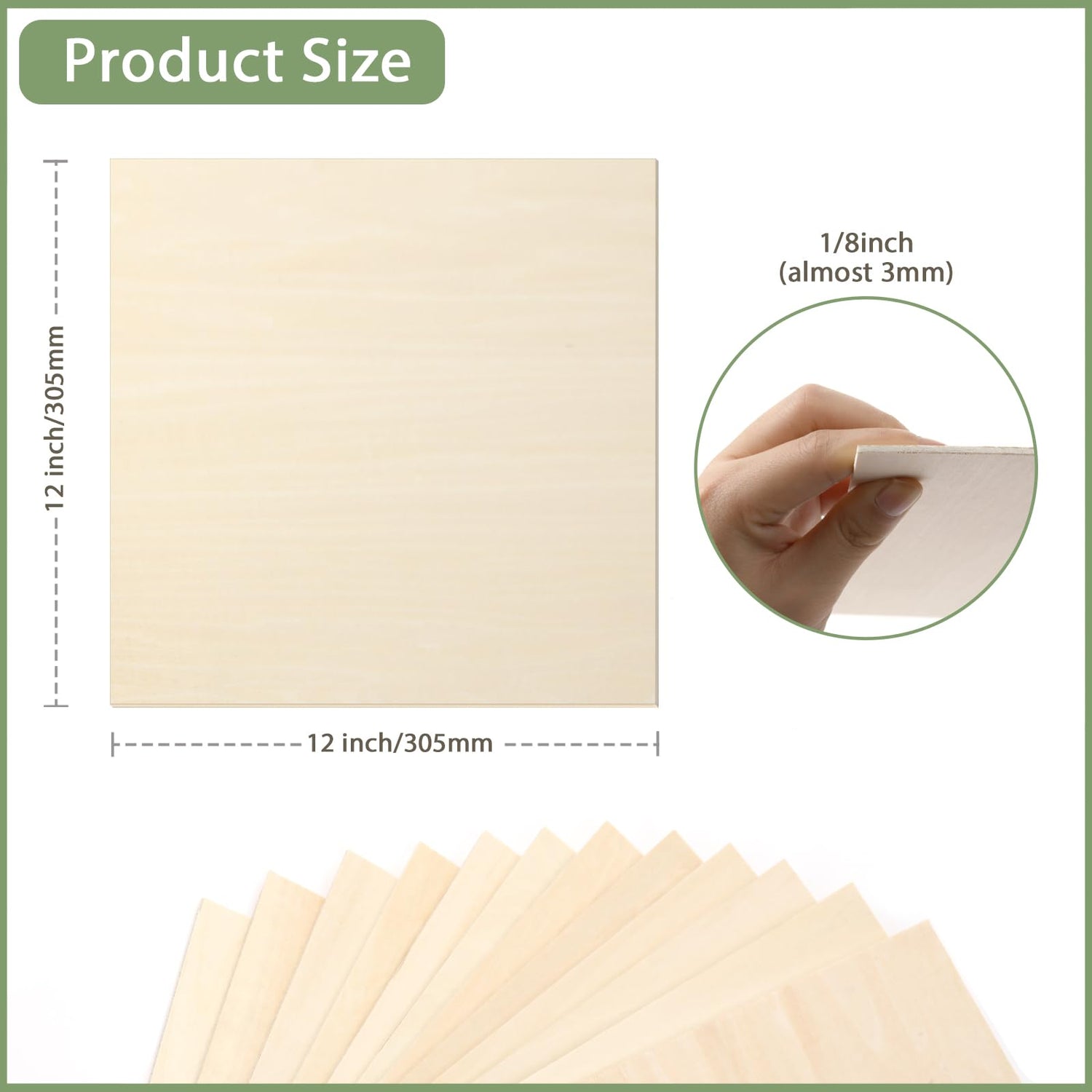 24 Pack Basswood Sheets 1/8 x 12 x 12 Inch for Crafts, Basswood Sheets Plywood Sheets for Laser Cutting & Engraving, Wood Burning, Architectural ESRICH
