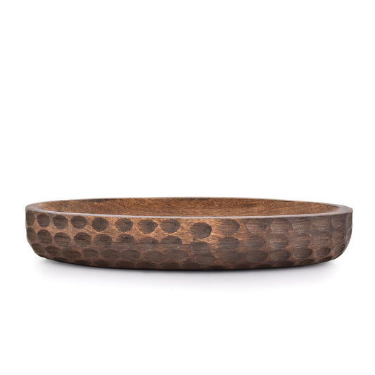 Samhita Mango Wood Decorative Bowl Home Decor Home Decorative Centerpiece Farmhouse Country, Restaurant, Café (14" x 6" x 2.3") - WoodArtSupply