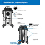 BIDZ 8 Gallons, Powerful 6 Peak HP Motor, 65'' Water Lift Suction Power, Heavy-Duty Stainless Steel Semi- Commercial Shop Vacuum System BIDZ