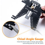 POWERTEC 80023 Universal 5-in-1 Measuring Gauge Woodworking Tool - Drill Point, Chisel Angle, Height, Bit and Depth Gauge for Table Saw Router POWERTEC