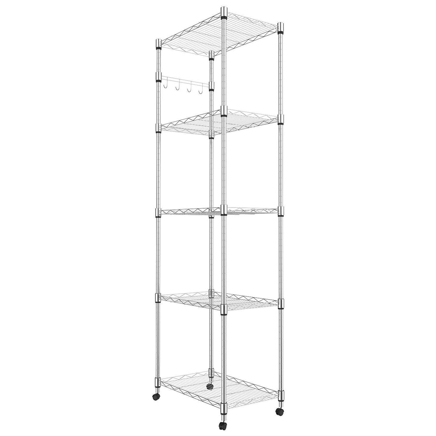 Homdox 5 Tier Steel Wire Shelving Unit on Wheels,Chrome Shelves for Garage Kitchen Living Room,Heavy Duty Shelving Rack, 23.2 x 13.8 x 72 inch (L x W - WoodArtSupply