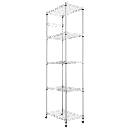 Homdox 5 Tier Steel Wire Shelving Unit on Wheels,Chrome Shelves for Garage Kitchen Living Room,Heavy Duty Shelving Rack, 23.2 x 13.8 x 72 inch (L x W - WoodArtSupply