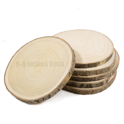 6 Pcs 8-9 in Large Natural Wood Slices for Centerpieces, Wood Circles for Wedding Party Home Decoration - WoodArtSupply