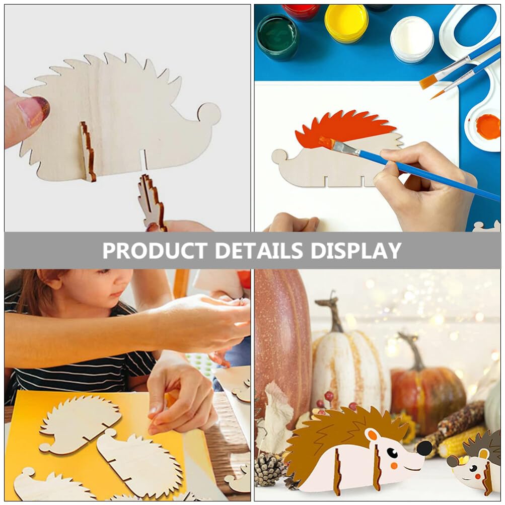 ABOOFAN Hedgehog Wooden Cutouts Unfinished Wood Slices Pieces Blank Hedgehog Animals Wooden Painting Crafts Embellishments Art Crafts Supplies ABOOFAN