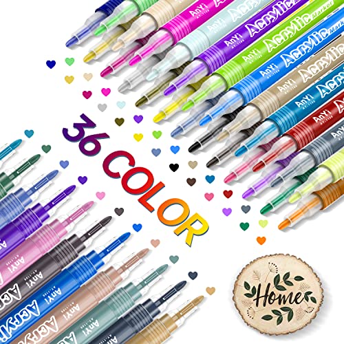 JYUYNY Acrylic Paint Marker Pens, 36 Colors Premium Waterproof Permanent Paint Art Marker Pen Set for Halloween Painting Pumpkins, Christmas Gifts, - WoodArtSupply