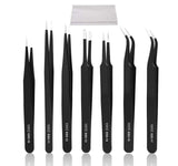 YHYZ 7pcs Precision Tweezers Set, Premium Anti-Static Stainless Steel ESD Tweezers Set Kit for Electronics, Sodlering，Jewelry, Craft, Laboratory YHYZ