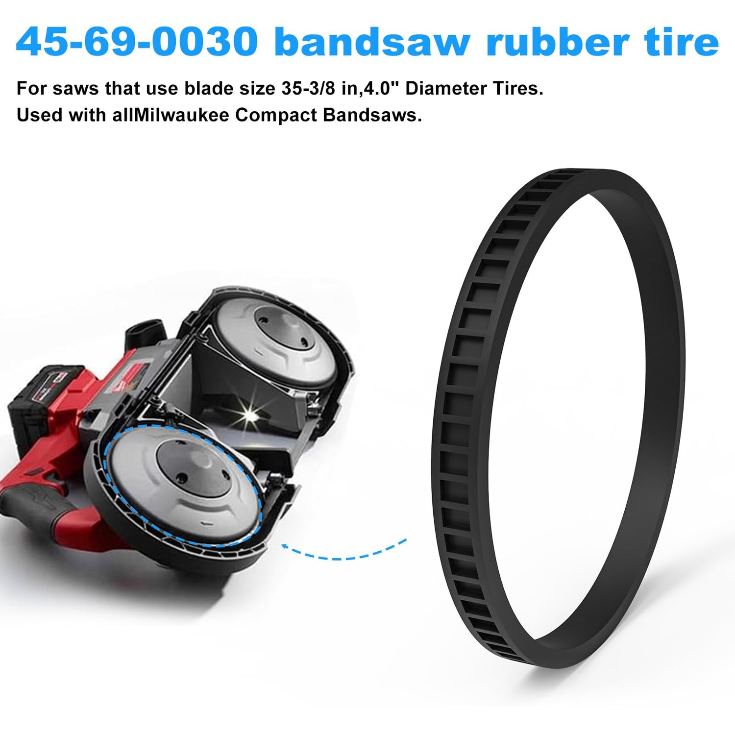 45-69-0030 Band Saw Tire FOR Milwaukee BandSaw Compact Pulley Tires 2629-20 6242-6 2429-20 (4.0" Diameter Tires)- 2 Pack Kscjdg