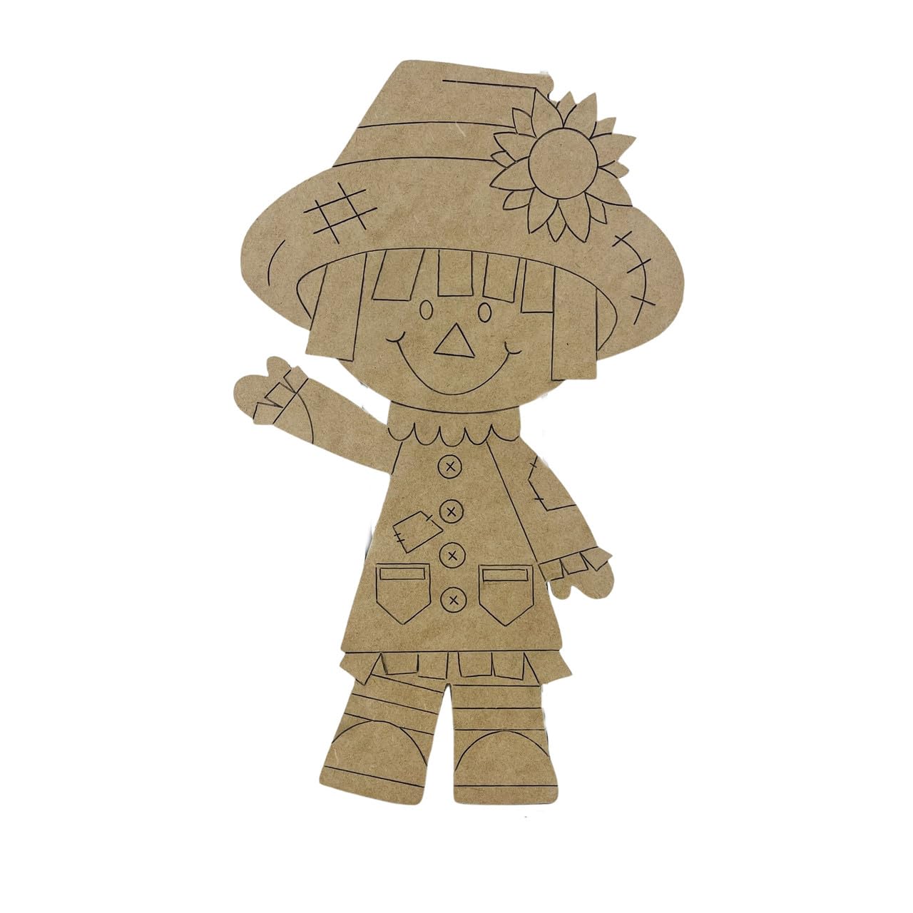 Scarecrow, Fall Shape, Kids Craft, Unfinished Wood Cutout, Paint by Line, Build-A-Cross Build-A-Cross