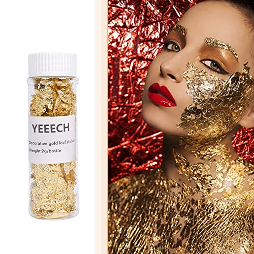 Yeeech Imitation Gold Foil Flakes for Resin Decoration Stickers for Nails Face Eyes Hair DIY Painting Crafts Makeup Body Art Yeeech