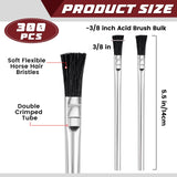 Lallisa 300 Pcs Acid Brush Bulk 3/8 Inch Wide Horsehair Acid Flux Brushes Epoxy Wood Glue Brush Tin Handle Disposable Glue Brushes for Soldering Lallisa