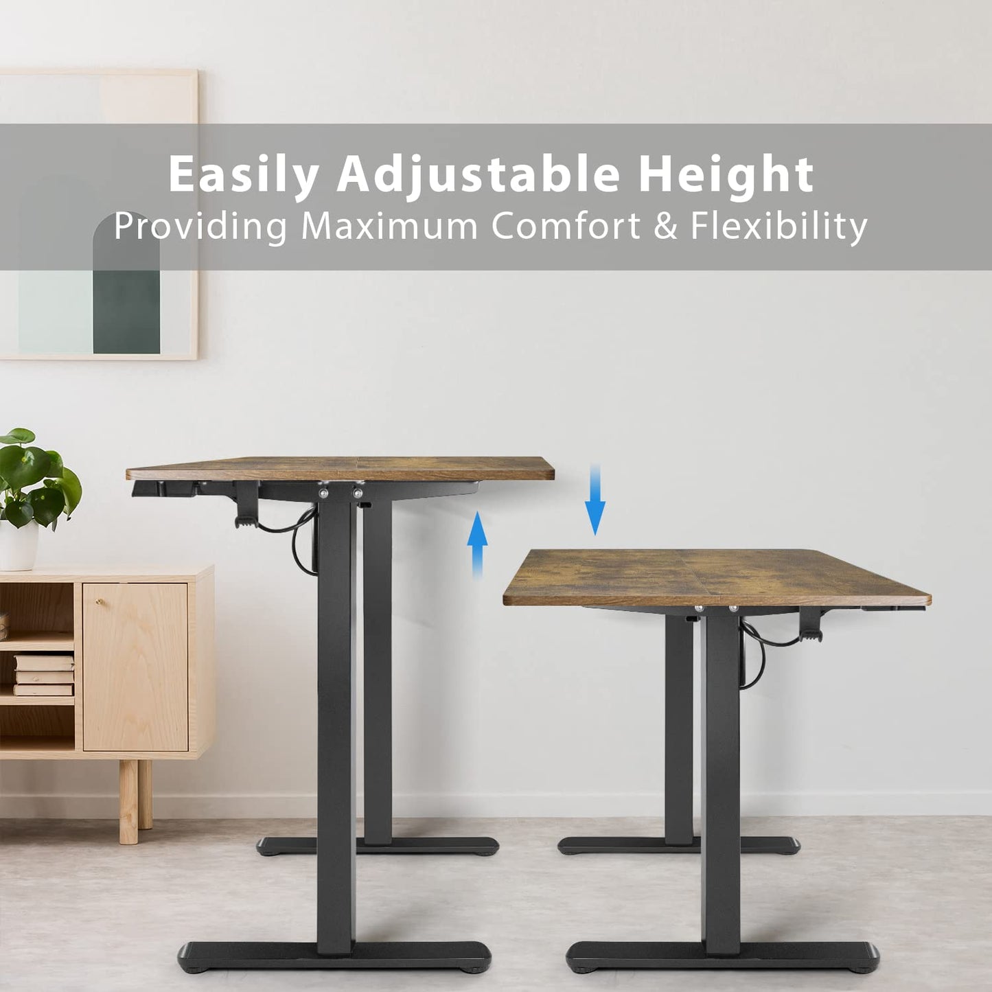 Lifetime Home Height Adjustable 48" Electric Standing Desk - Upgraded Ultra Durable Home Office Large Rectangular Computer or Laptop Sit Stand - WoodArtSupply