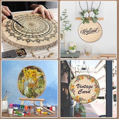 Wood Slices Unfinished 8 Pcs Wood Rounds 8-9 Inches Wood Slices for Centerpieces,Tables, Natural Wood Slices for Crafts Wedding Party Holiday Decor