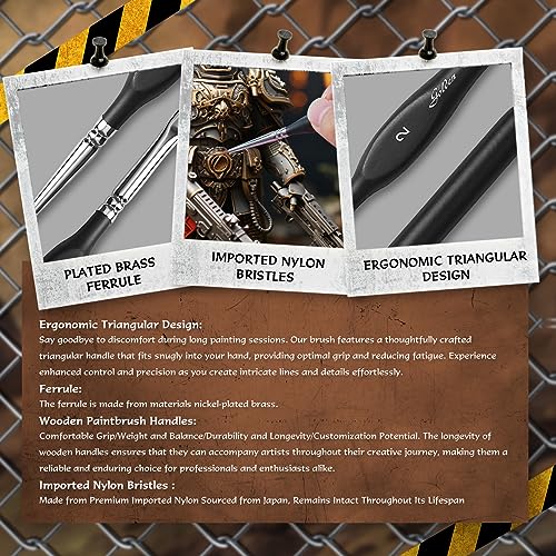 Miniature Paint Brushes Drybrush-10pcs Micro Detail Paint Brush Set,Small Fine Detail Brushes for Acrylics,Watercolors & Paint by Number, Citadel, golden maple