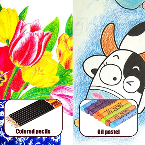 KINSPORY 168-Pack Art Supplies, Deluxe Wooden Art Set Crafts Drawing Painting Coloring Kit, Coloring Book, Sketch Pads Creative Gift Box for Artist KINSPORY
