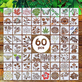 Stencils for Painting, 60pcs 3 Inch Reusable Samll Stencils for Crafts on Fabric Wood Wall Rock and Other Home Decor, Flower Stencils & Other Plant Felixcraft
