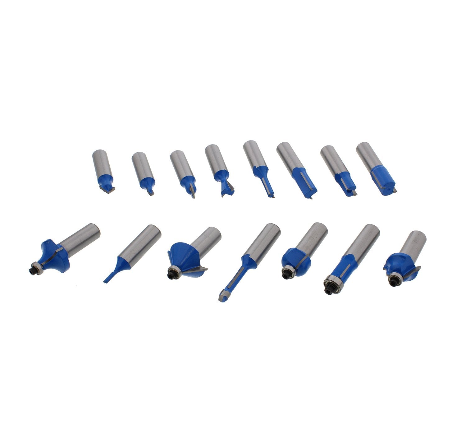 ABN 1/2in Shank Tungsten Carbide Router Bits for Woodworking - Wood Router Bit Set 15p Straight, Dovetail, Chamfer, Ogee ABN