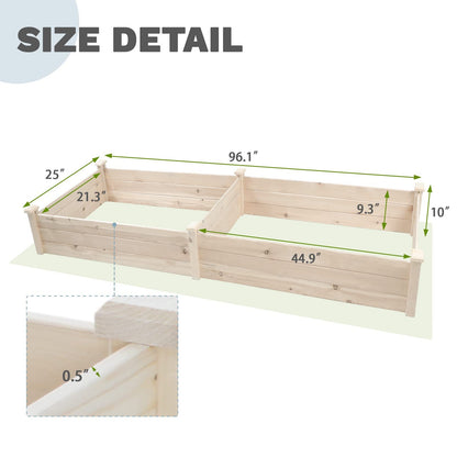 Incbruce 96x25x10 in Wooden Raised Garden Bed Planter, No-Bolt Assembly Elevated Flower Bed Boxes Kit for Vegetable Flower Herb Gardening, Natural