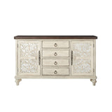 Acme Vermont 4-Drawer Wooden Console Table with 2 Door in Antique White ACME Furniture