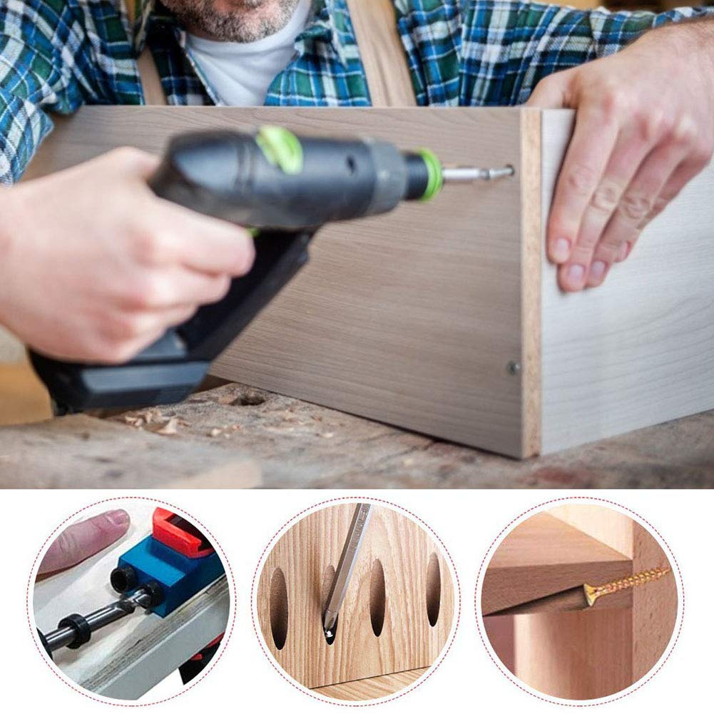 ZLMONDEE 14Pcs Pocket Hole Jig Kit, 15 Degree Woodworking Inclined Hole Jig with 6/8/10mm Drive Adapter for Woodworking Angle Drilling Holes, Angle ZLMONDEE