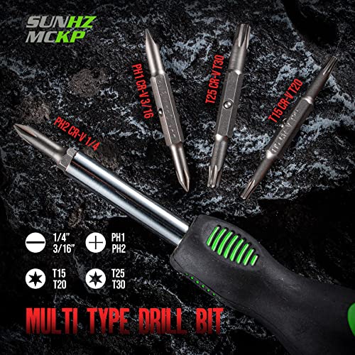 SUNHZMCKP 8 in 1 Screwdriver, Portable multi-purpose screwdriver set，High-Strength Bits, Phillips, Slotted, Torx，Suitable for outdoor and daily - WoodArtSupply