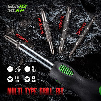 SUNHZMCKP 8 in 1 Screwdriver, Portable multi-purpose screwdriver set，High-Strength Bits, Phillips, Slotted, Torx，Suitable for outdoor and daily - WoodArtSupply