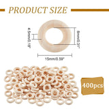 NBEADS 400 Pcs Wooden Linking Rings, 15mm Unfinished Round Wooden Charm Donut Circle Linking Rings Pendant Blank Wooden Loop for Earring Jewelry DIY NBEADS