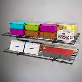 FLEXIMOUNTS 2 tier 2-Pack 2x4ft 24-inch-by-48-inch Wall Shelf Garage Storage Rack Wall Mounted Floating Shelves, Black FLEXIMOUNTS