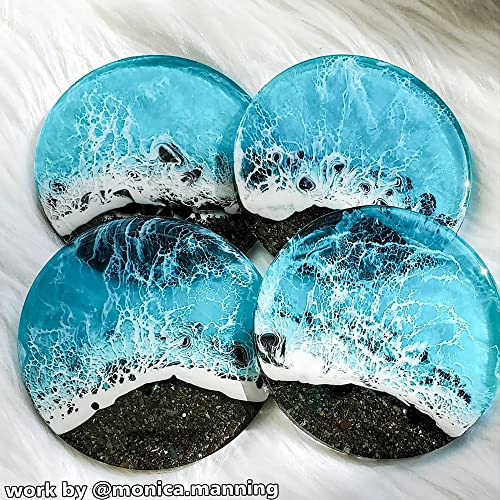 ResinWorld 4 Pack 4 inches Round Coaster Molds, Thick Coaster Silicone Molds for Resin Casting, Geode Agate Silicone Coaster Epoxy Casting Mold ResinWorld