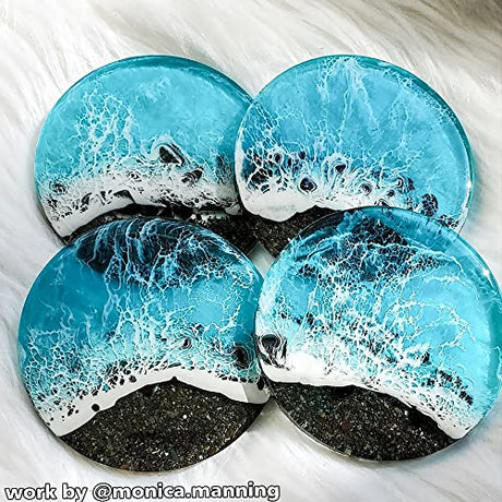 ResinWorld 4 Pack 4 inches Round Coaster Molds, Thick Coaster Silicone Molds for Resin Casting, Geode Agate Silicone Coaster Epoxy Casting Mold ResinWorld