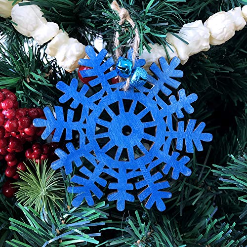 32 Set Christmas Hanging Natural Unfinished Wood Snowflake Cutouts Ornaments Ready-to-Personalize Wood Snowflake Rustic Winter Paintable Wooden Winlyn
