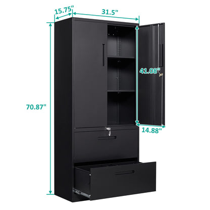 SISESOL Metal Storage Cabinet with Drawers, 71" File Cabinets for Home Office, Locking Steel Storage Cabinet with Doors and Shelves for Home, Office,