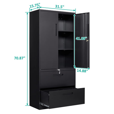 SISESOL Metal Storage Cabinet with Drawers, 71" File Cabinets for Home Office, Locking Steel Storage Cabinet with Doors and Shelves for Home, Office, SISESOL