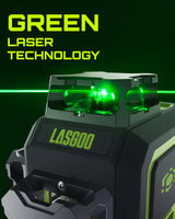 LasGoo LG-3D Laser Level Self Leveling 3x360°, 3D Green Beam Cross Line Laser for Construction and Picture Hanging, 2 Rechargeable Batteries (20 LASGOO
