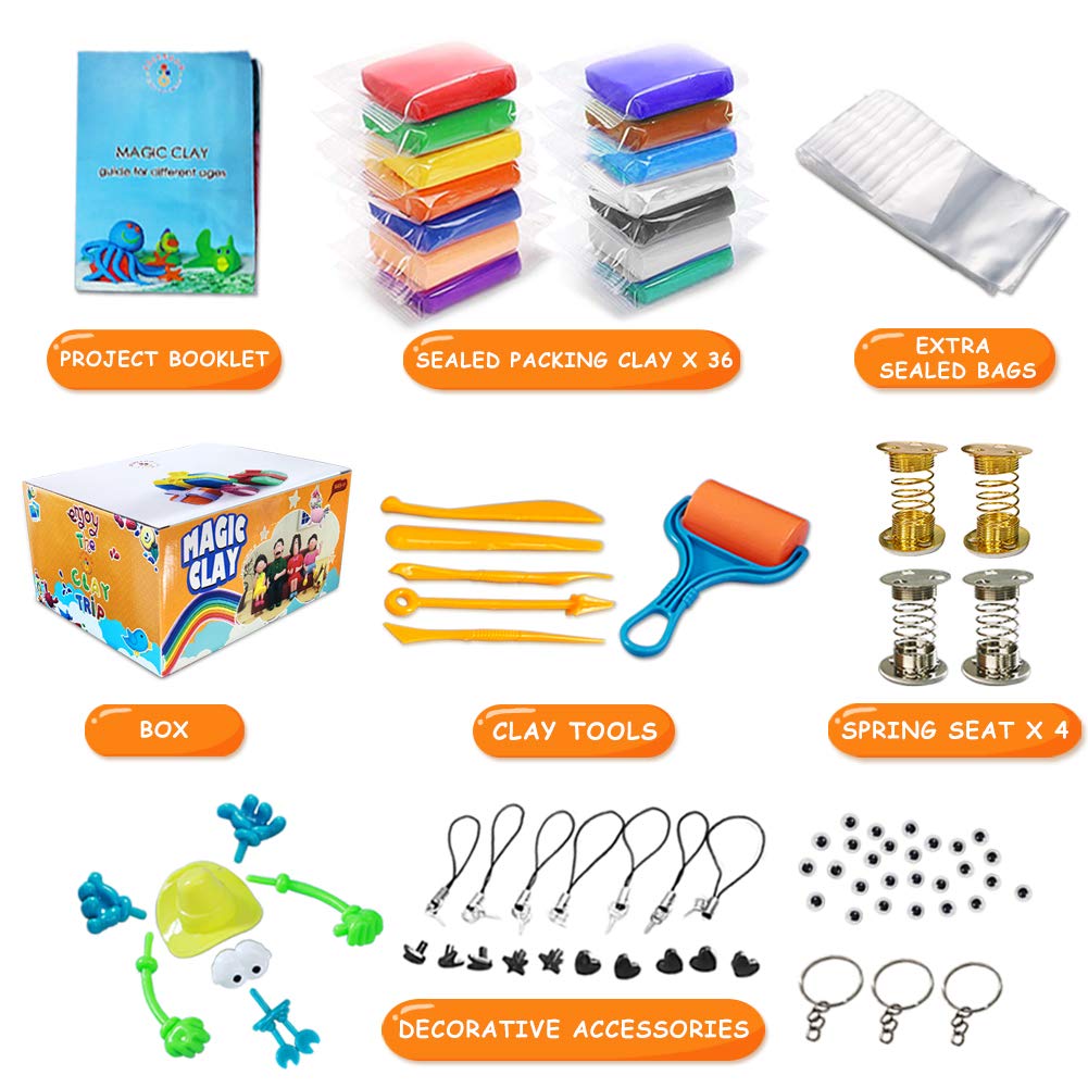 Modeling Clay Kit - 36 Colors Air Dry Magic Clay, DIY Molding Clay with Sculpting Tools, Kids Art Crafts Best Gift for Boys & Girls Age 3-12 Year Old ESSENSON
