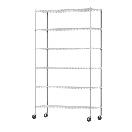 Furinno Wayar Metal Storage Shelf Rack, 6 Tiers, 48-Inch Taller, Stainless Steel Furinno