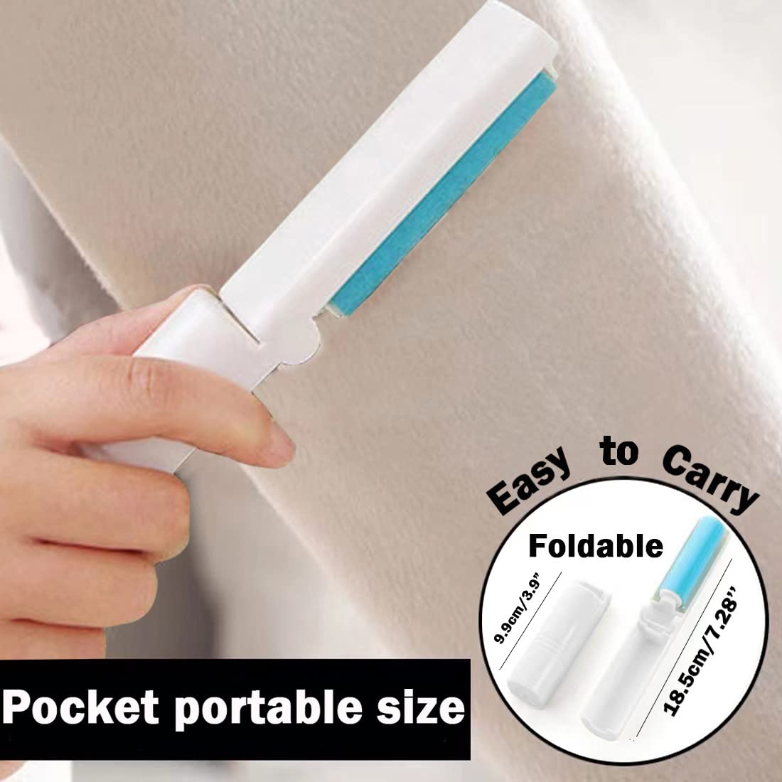 Washable Reusable Lint Roller, Large Lint Roller 8 inches Cat Dog Pet Hair Remover with 3 Extendable Handle, Gel Sticky Picker Set Cleaner for CALMTEE