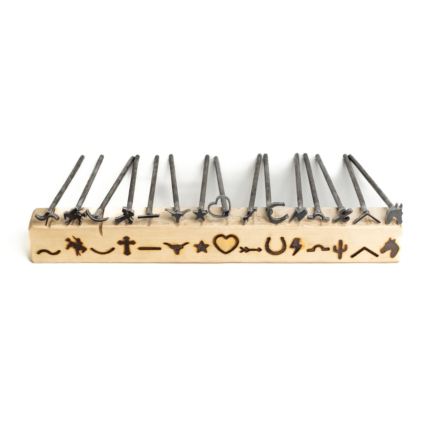 3/4" Assorted Mini Steel Branding Irons Kit for Hats, Wood Burning, DIY Beginner Adult Crafts Bullet Points - MADE IN THE USA (25 ct, 8" - WoodArtSupply