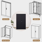 Neylory Metal Storage Cabinet with Locking Doors, Lockable Steel Storage Cabinet with 2 Doors and Shelves, Black Metal Cabinet with Lock, Small Steel Neylory