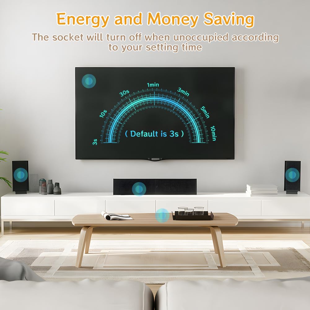 Motion Sensor Switch with Outlet, ASOFTY PIR Wireless Motion Sensor Plug with Light Sensor, Adjustable Sensitivity, IP54 Waterproof, Auto Activated ASOFTY