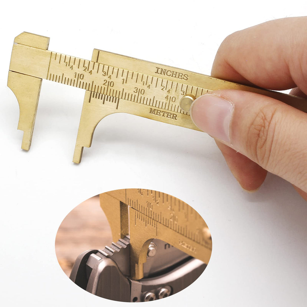 Kyuionty Brass Pocket Vernier Caliper Ruler, Sliding Gauge Mini Vernier Caliper Double Scales MM/Inch Measuring Tool (100mm) Kyuionty