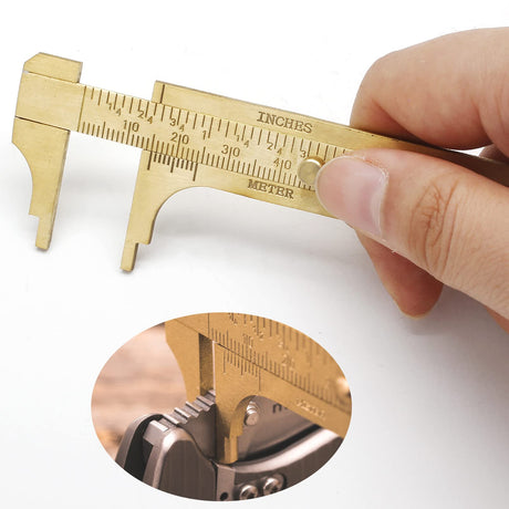 Kyuionty Brass Pocket Vernier Caliper Ruler, Sliding Gauge Mini Vernier Caliper Double Scales MM/Inch Measuring Tool (100mm) Kyuionty