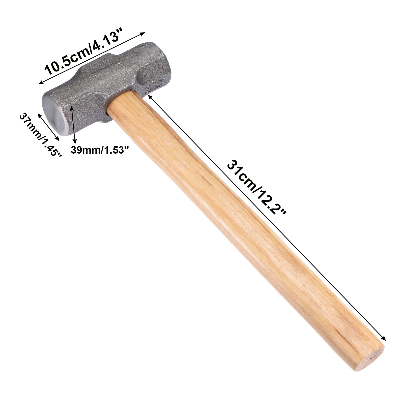 HARFINGTON 1070g Double Face Sledge Hammer Engineer Hammer with 12.2" Wood Handle Forged Steel Head for Home Industry Woodworking - WoodArtSupply