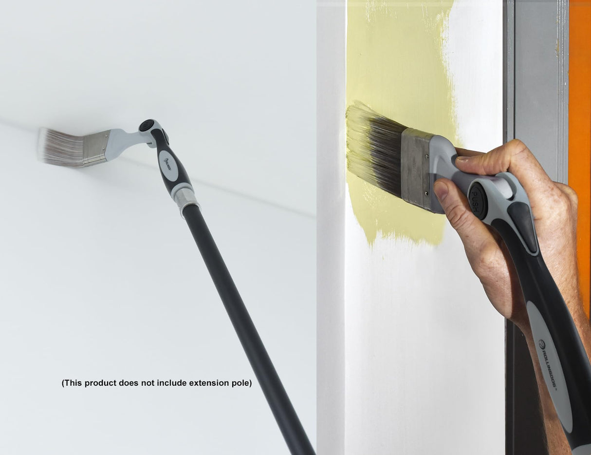 ROLLINGDOG 2.5Inch Paint Edger Brush - Extension Pole Angled Paint Brush for High Walls Ceiling,Stairwell Wall,Triming and Cutting in Painting ROLLINGDOG